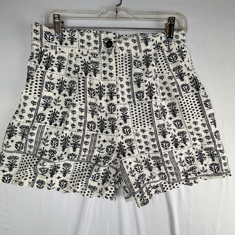 Alice Blue Shorts Size L Black White Floral Patchwork Print Elastic Waist Boho